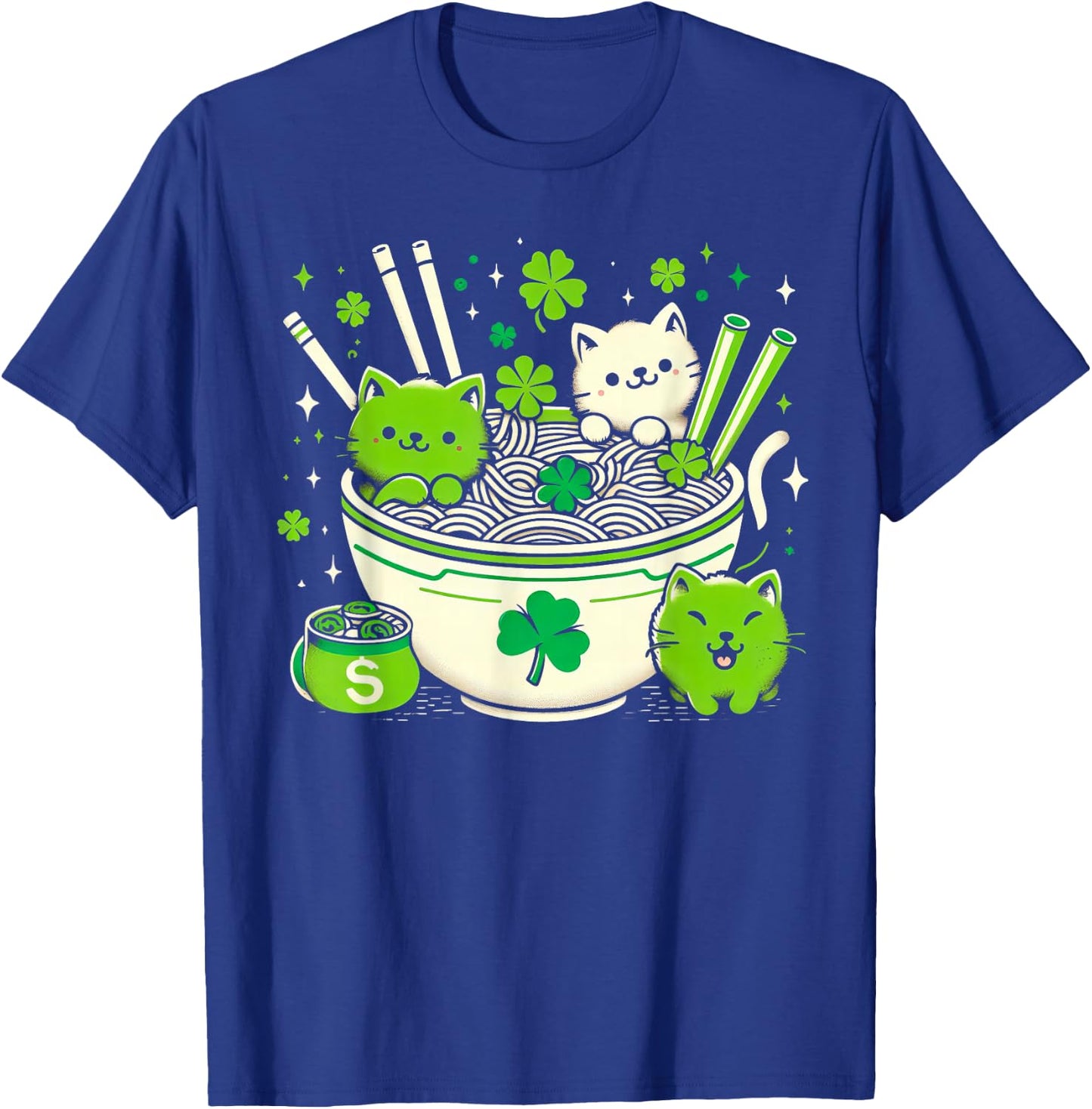 Irish Ramen Cats Cute Anime St Patrick's Day Women Girls T-Shirt - T-Shirt | Royal