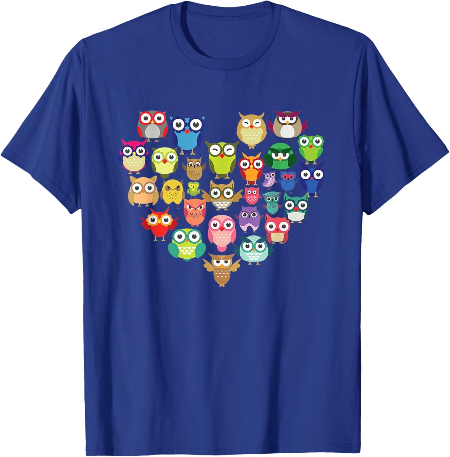 Owl Heart Love Cute Owls Bird Nerd Watching Birdwatching T-Shirt - T-Shirt | Royal