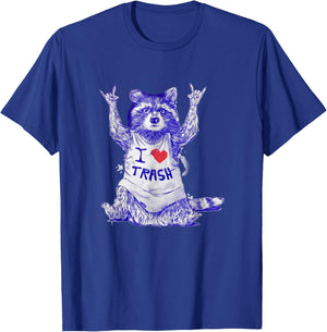 Racoon Wearing Shirt I Love Trash Funny Raccoon Wild Animal T-Shirt - T-Shirt | Royal
