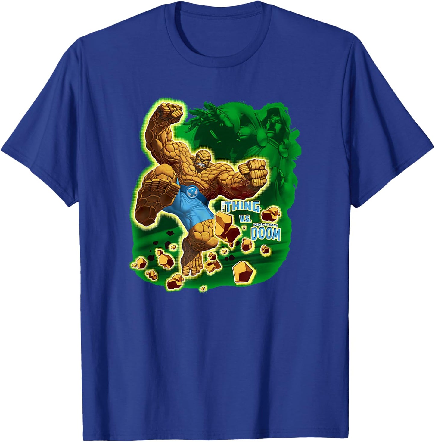 Marvel Fantastic Four The Thing Vs Doctor Doom Vintage T-Shirt - T-Shirt | Royal