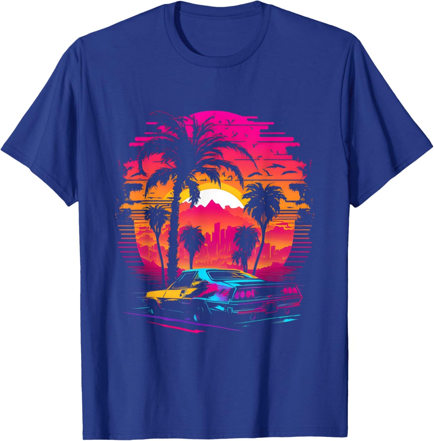 Retrowave Synthwave Aesthetic Sports Car 80s 90s T-Shirt - T-Shirt | Royal