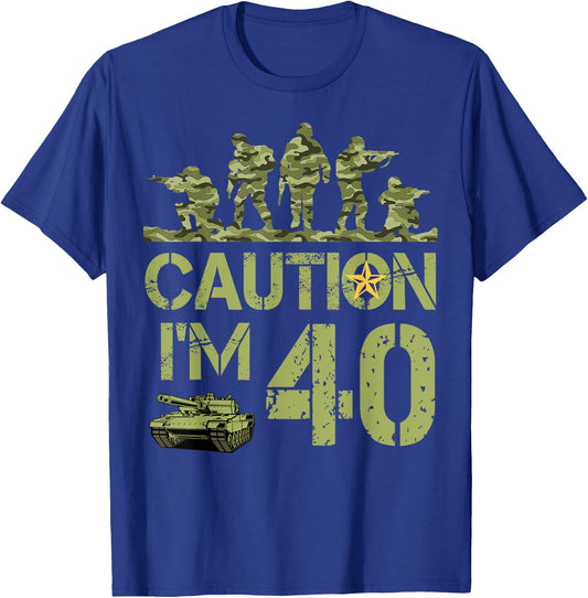 40th Birthday Military I'm 40 Year Old Camo 40 Birthday T-Shirt - T-Shirt | Royal