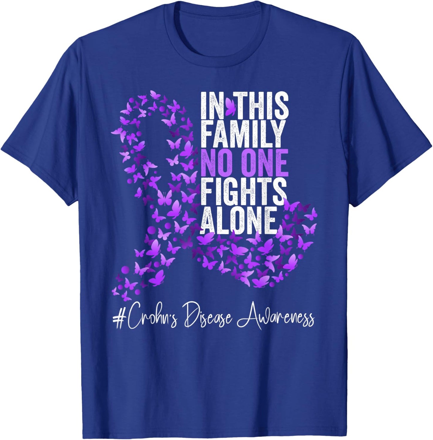 Crohn's Disease Awareness Month Purple Ribbon T-Shirt - T-Shirt | Royal