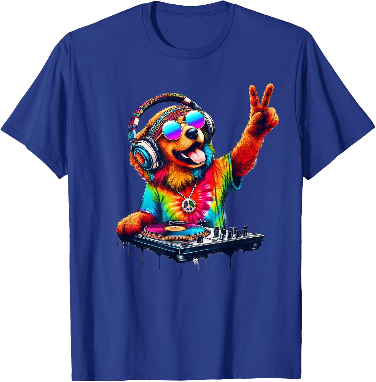 Colourful Dog DJ Men Women Kids T-Shirt - T-Shirt | Royal