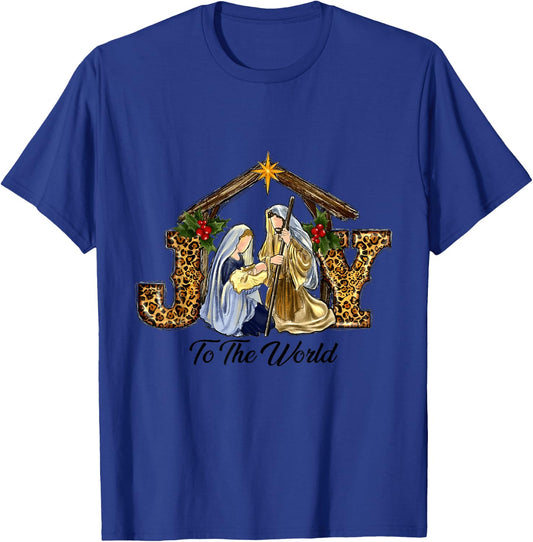 Christmas Joy To The World Baby Jesus Religious Christian T-Shirt - T-Shirt | Royal