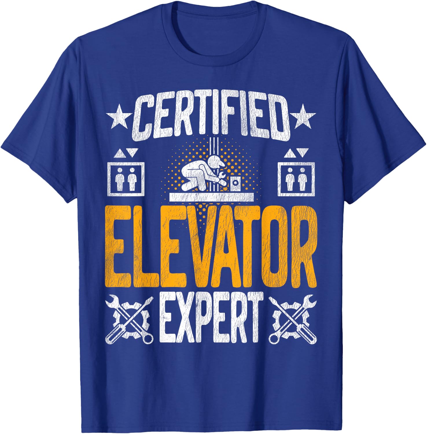 Certified Elevator Mechanic Expert - Elevator Inspector T-Shirt - T-Shirt | Royal