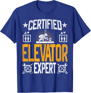 Certified Elevator Mechanic Expert - Elevator Inspector T-Shirt - T-Shirt | Royal