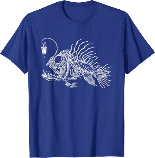 Vintage Angus The Anglerfish Skeleton Cottagecore Aesthetic T-Shirt - T-Shirt | Royal