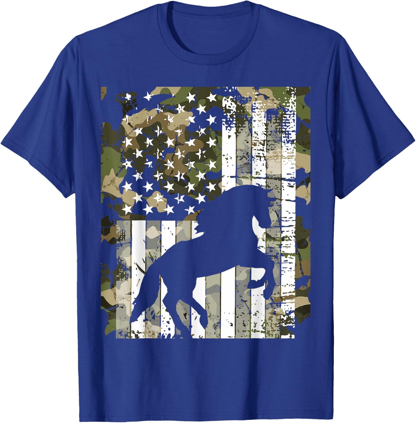 Camo US Flag Horse Camoflage Animal Vintage Design T-Shirt - T-Shirt | Royal