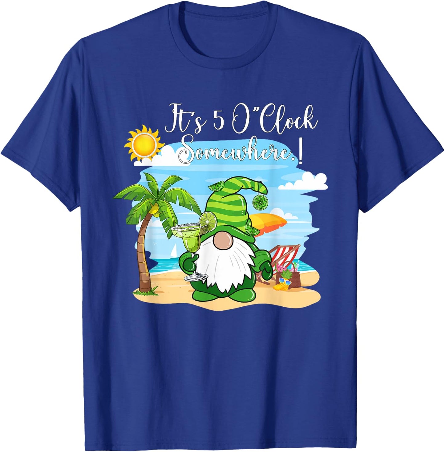 Margarita Gnome It's 5 o'clock somewhere Beach Vacay T-Shirt - T-Shirt | Royal