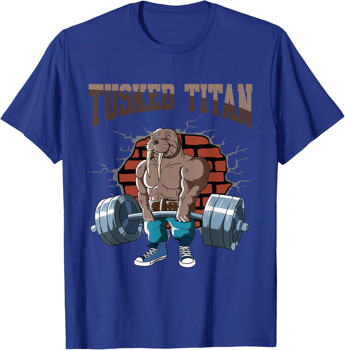 Fitness Walrus doing Deadlift Workout Training Gym T-Shirt - T-Shirt | Royal