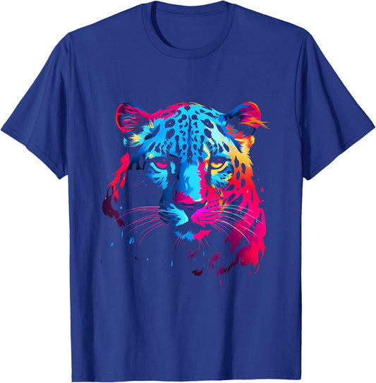 Snow Leopard Wildlife Colorful Design Leopard Lover Animal T-Shirt - T-Shirt | Royal