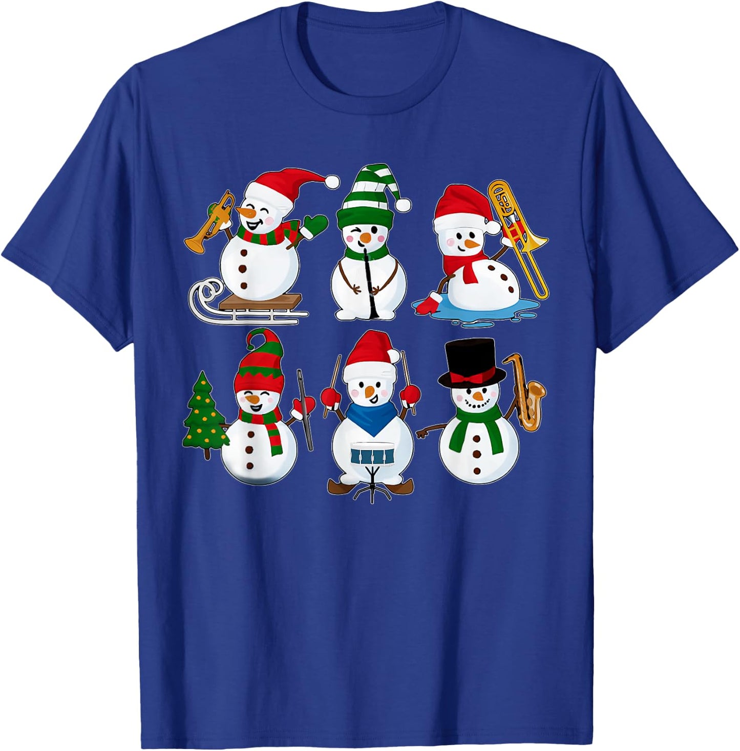 Music Snowman Band Christmas Musical Teacher T-Shirt - T-Shirt | Royal