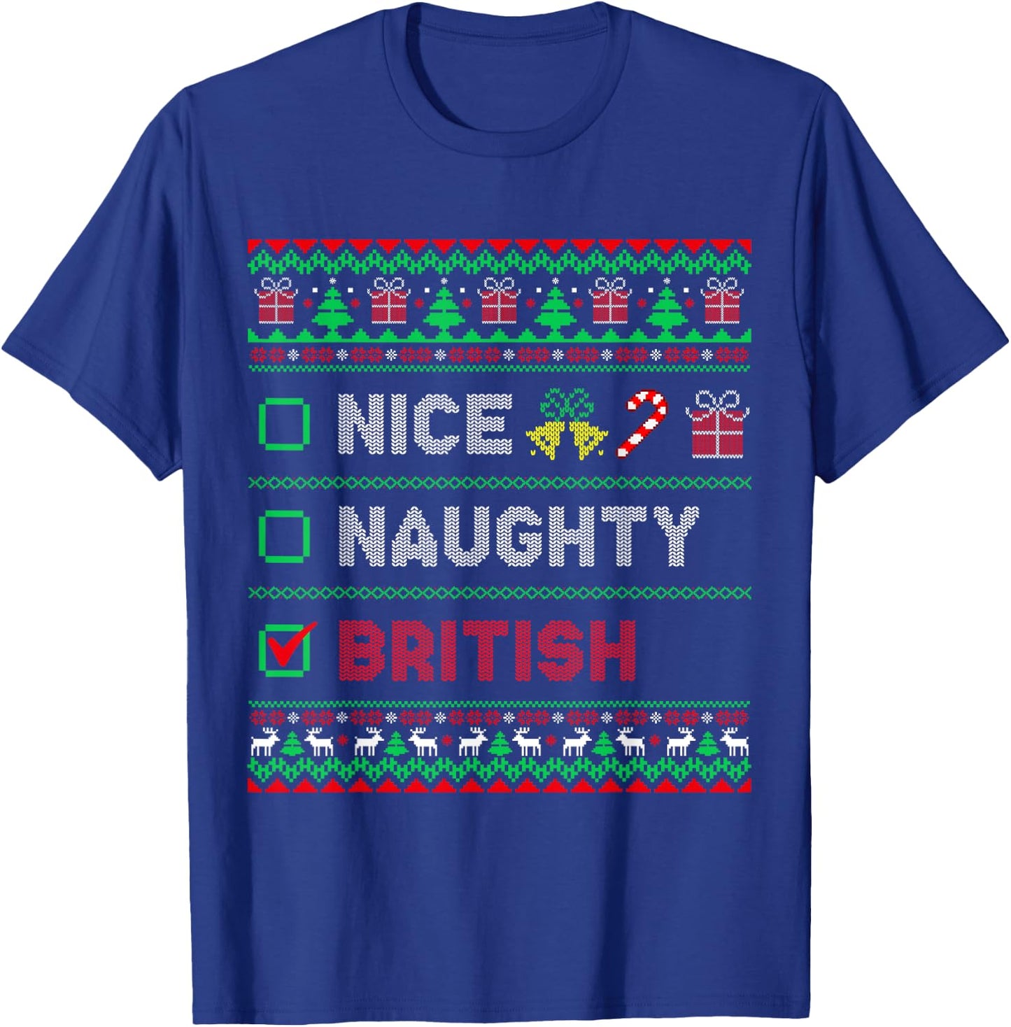 Nice Naughty British Christmas Checklist England T-Shirt - T-Shirt | Royal