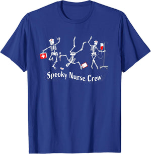 Spooky Nurse Crew Dancing Skeleton Spooky Halloween Nurse T-Shirt - T-Shirt | Royal