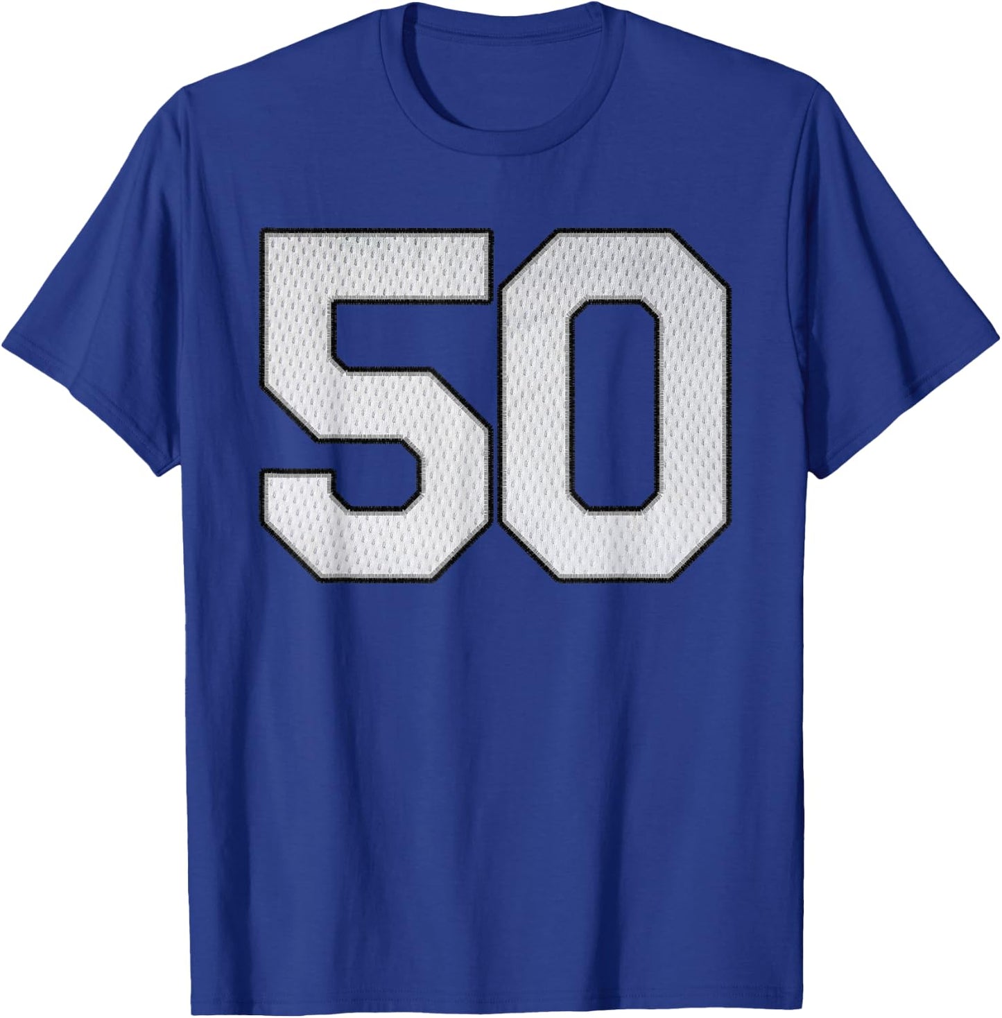 White Jersey Number 50 Athlete Sports Supporter Fanwear T-Shirt - T-Shirt | Royal