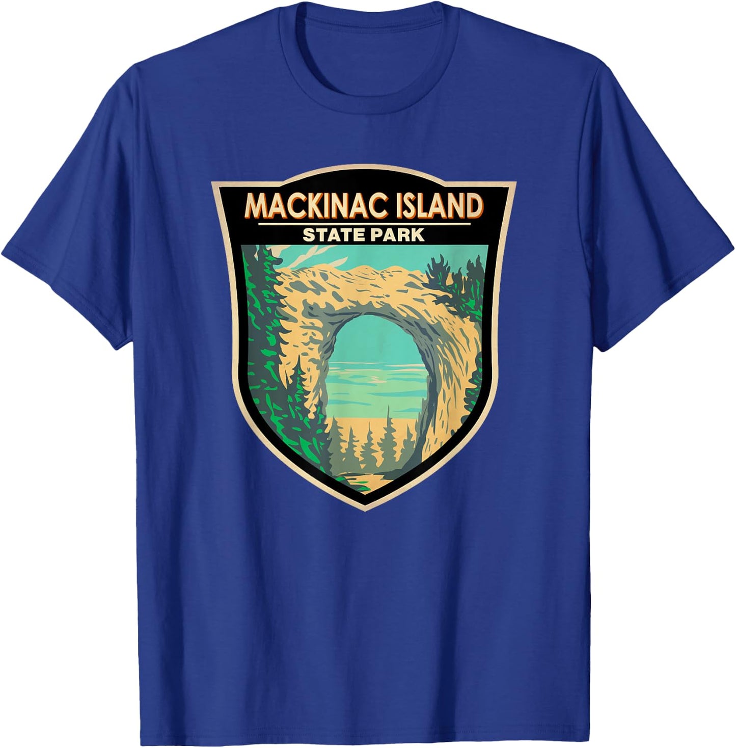 Mackinac Island State Park Michigan Arch Rock Vintage T-Shirt - T-Shirt | Royal