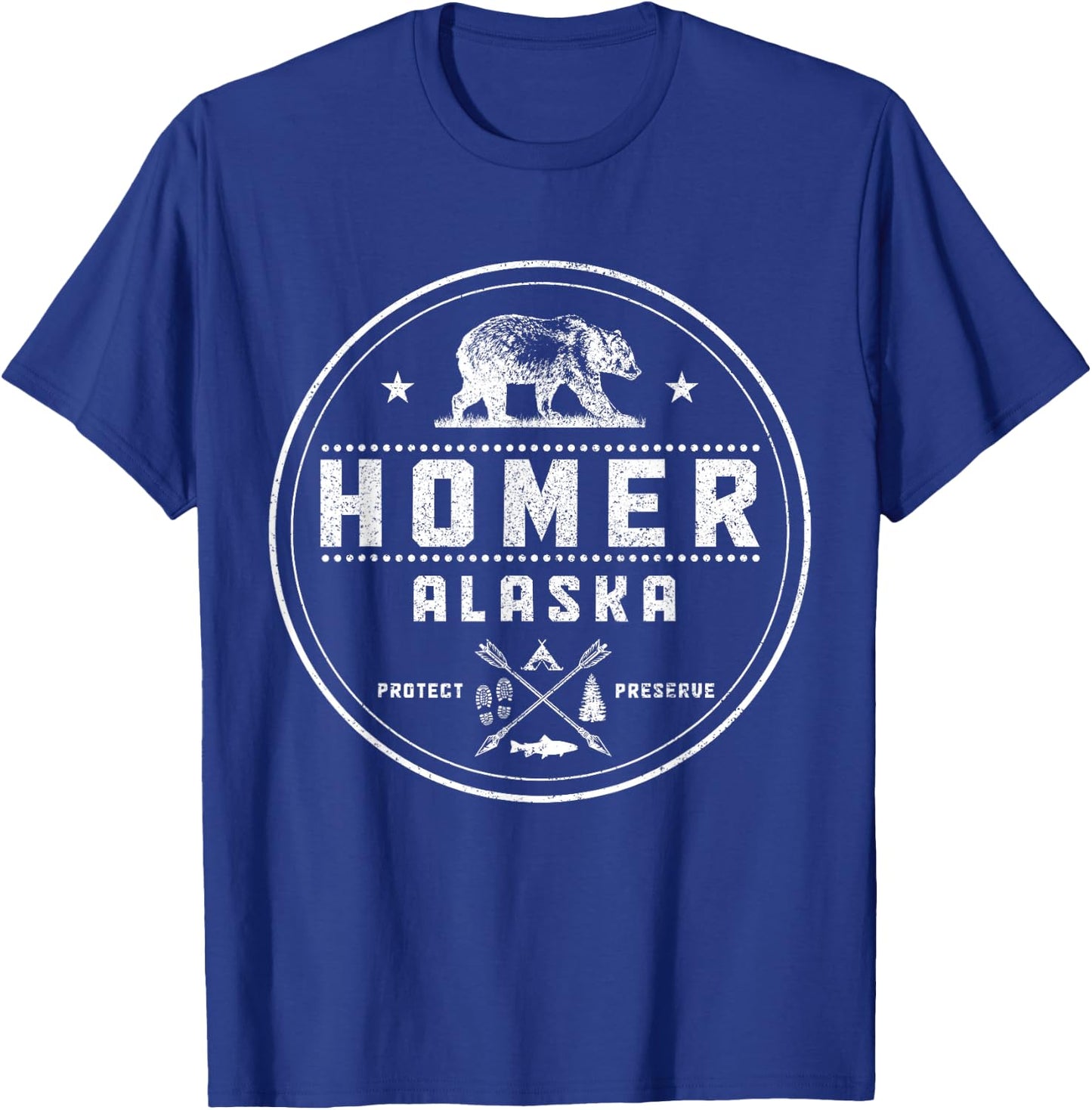 Homer Alaska Vintage Bear Hiking Nature T-Shirt - T-Shirt | Royal