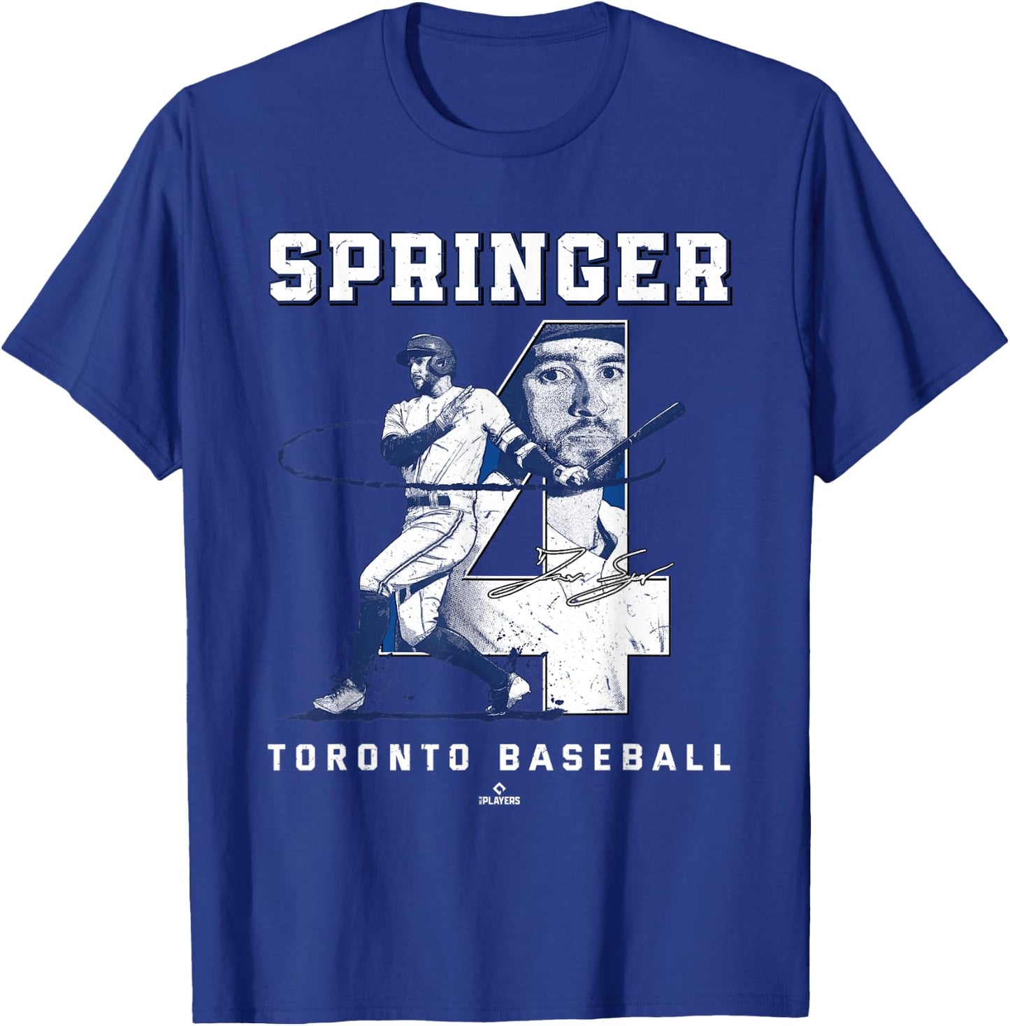 Number and Portrait George Springer Toronto MLBPA T-Shirt - T-Shirt | Royal