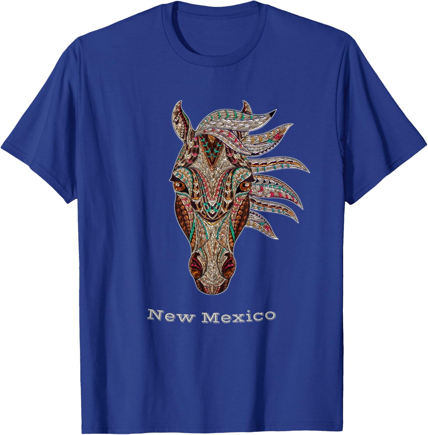 New Mexico Horse Tribal Style Art Native American Geometric T-Shirt - T-Shirt | Royal