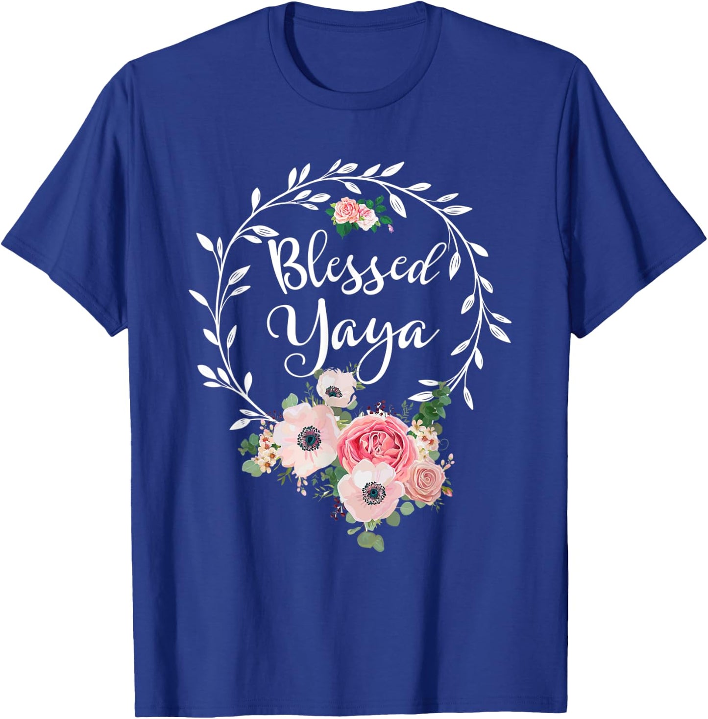 Blessed Yaya Shirt Flower Decor Grandma T-Shirt - T-Shirt | Royal