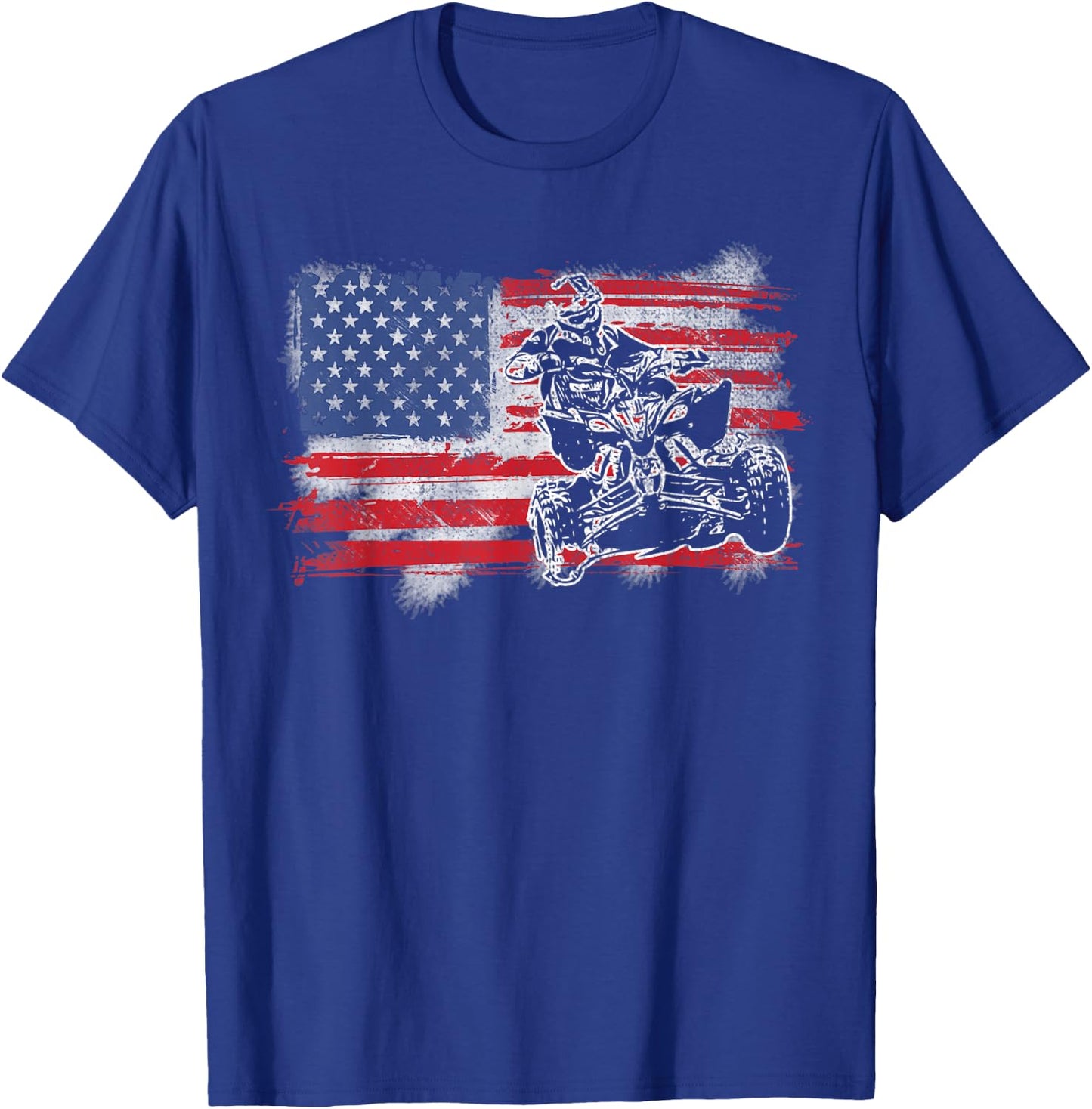 American USA Flag ATV Four Wheeler Quad Bike Brap T-Shirt - T-Shirt | Royal