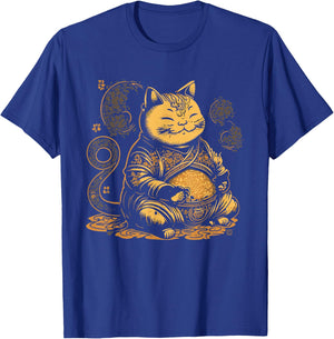 Fat Buddha Cat Mindfulness Yoga Artistic Men Women Girls Kids T-Shirt - T-Shirt | Royal