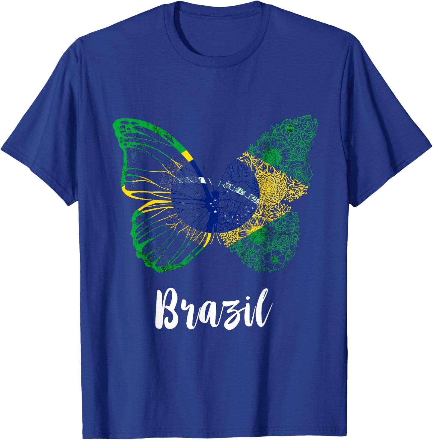 Brazil Brazilian Flag Butterfly Brasilian Hope Brazil Flag T-Shirt - T-Shirt | Royal