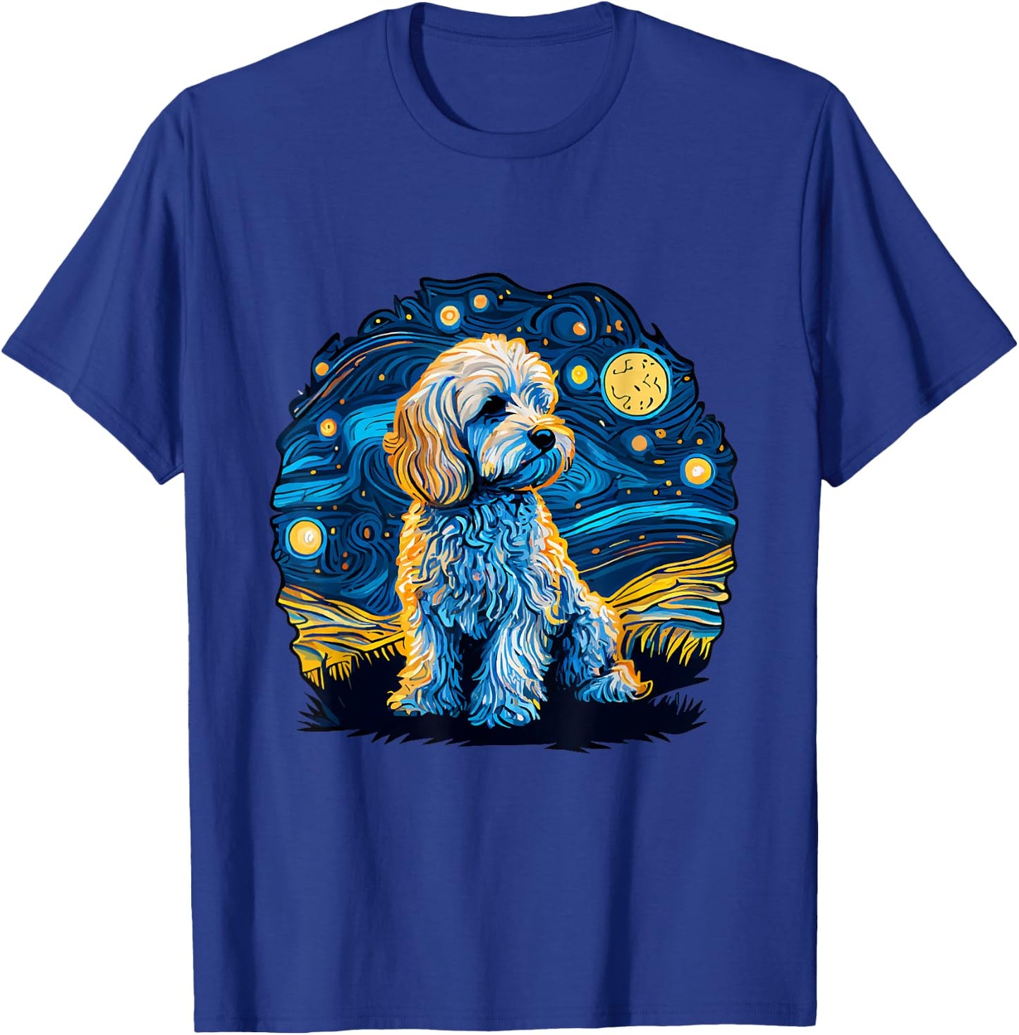 Maltipoo Starry Night Van Gogh Maltipoo Mom Dad Owner T-Shirt - T-Shirt | Royal