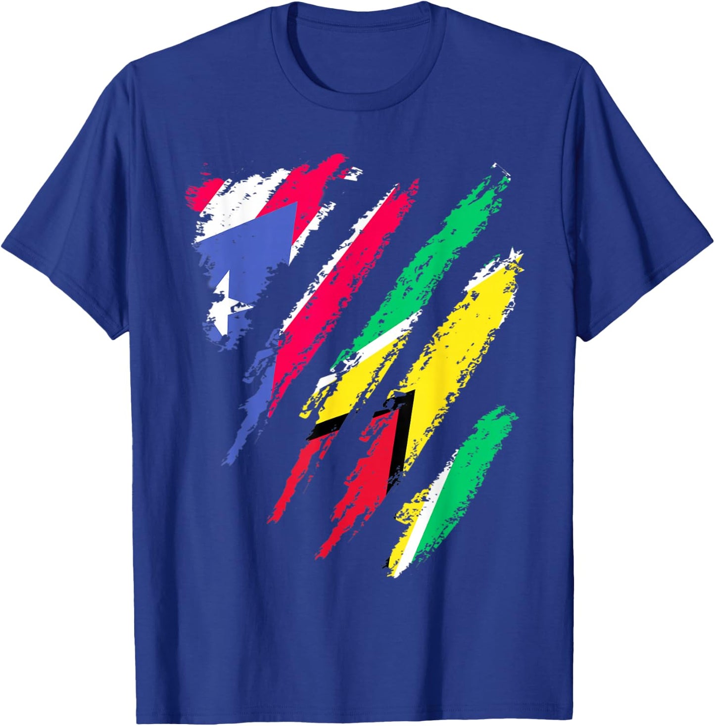 Puerto Rico Flag Guyana Grown Patriot Country Stripes T-Shirt - T-Shirt | Royal