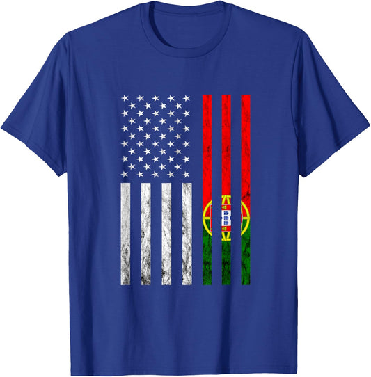 Portugal Flag Vintage America USA Portuguese Pride Portugal T-Shirt - T-Shirt | Royal