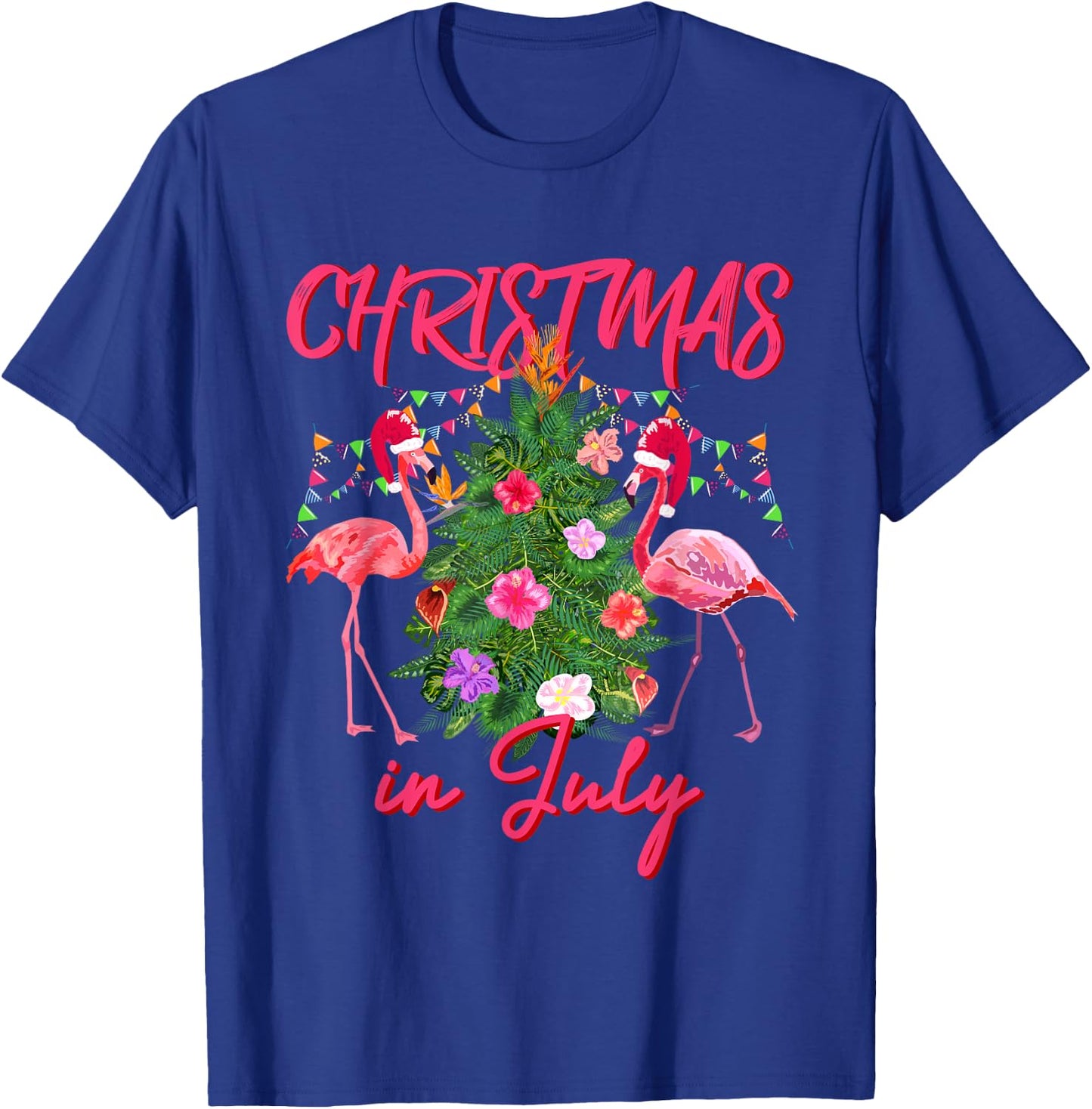 Funny Flamingo Tropical Christmas the Christmas in July T-Shirt - T-Shirt | Royal