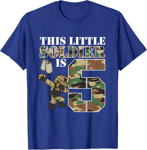 Kids 5 Year Old Boy Military Army 5th Birthday Boy T-Shirt - T-Shirt | Royal