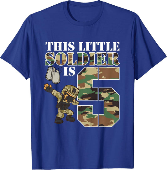 Kids 5 Year Old Boy Military Army 5th Birthday Boy T-Shirt - T-Shirt | Royal