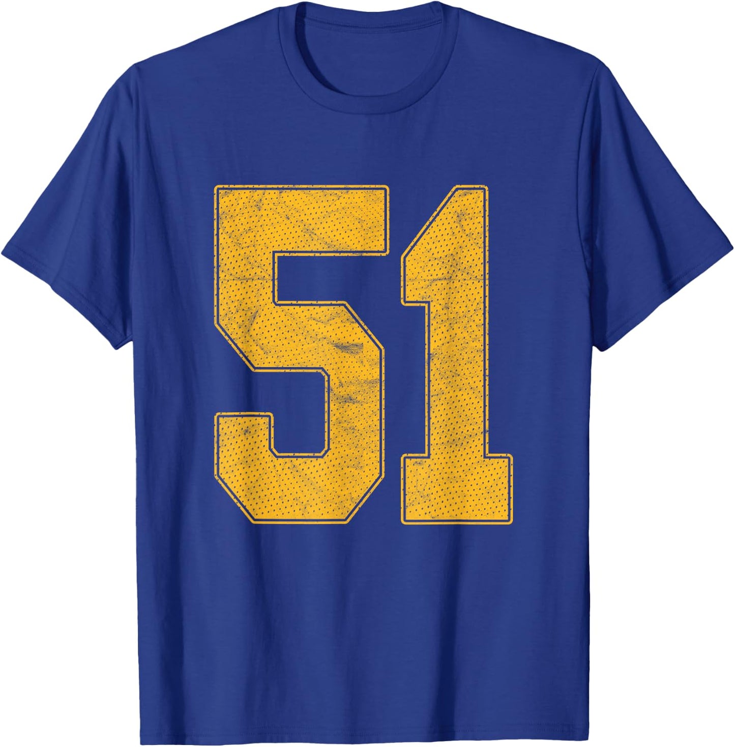 Number 51 Numbered Uniform Sports Team Jersey 51st Birthday T-Shirt - T-Shirt | Royal