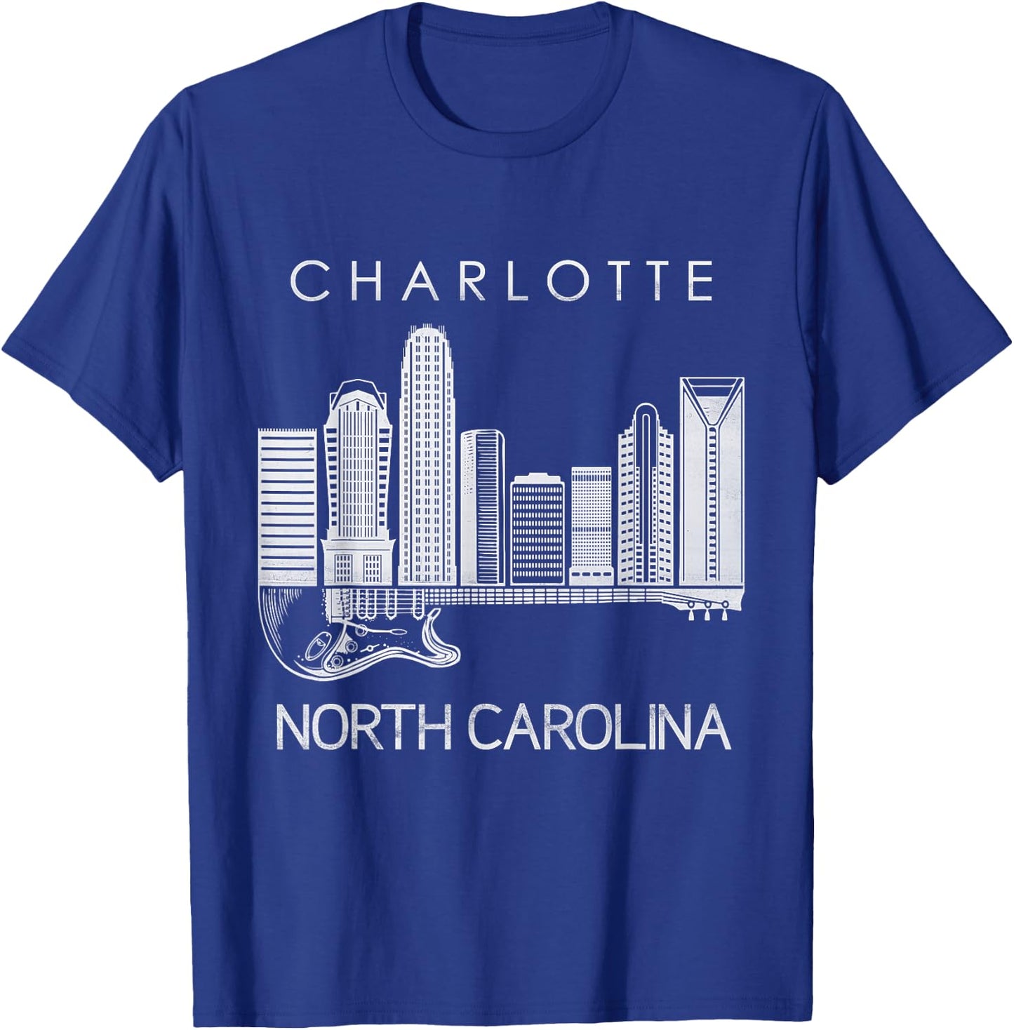 Charlotte Souvenir Men North Carolina Souvenir Music Guitar T-Shirt - T-Shirt | Royal
