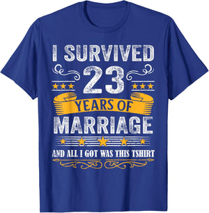 23rd Wedding Anniversary shirt Couples Husband Wife 23 Years T-Shirt - T-Shirt | Royal