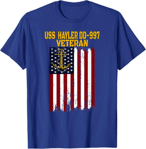 Destroyer USS Hayler 997 Warship Veterans Day Father's Day T-Shirt - T-Shirt | Royal