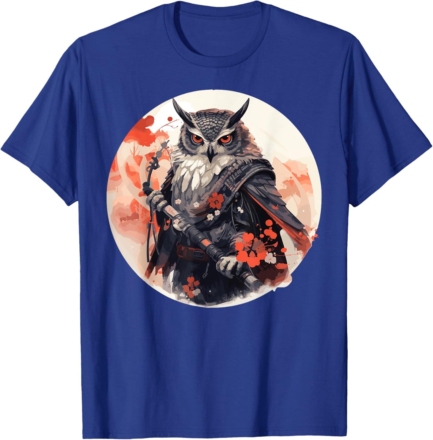 Samurai Owl Warrior Japanese Ninja Bird Owl Kawaii T-Shirt - T-Shirt | Royal