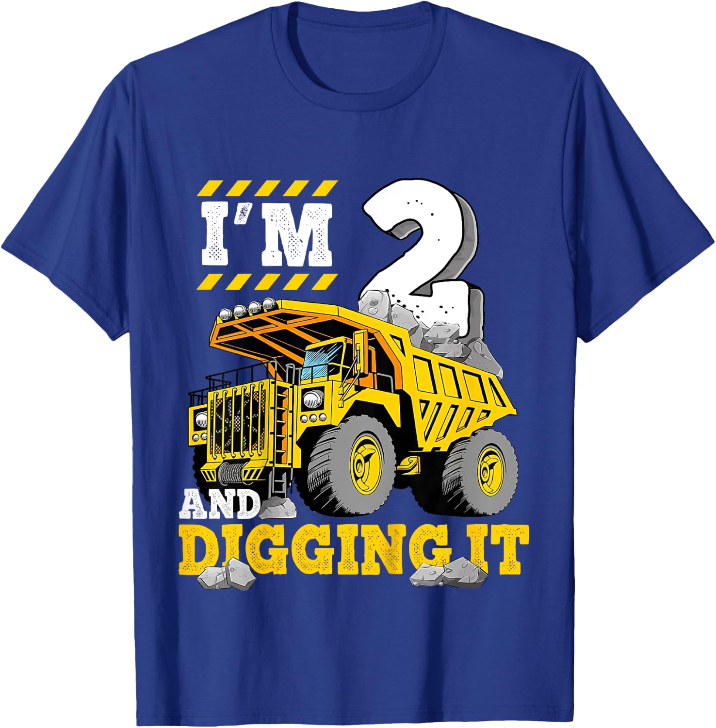 Two 2th Birthday Cool Construction Truck 2yr Boy 2 Years Old T-Shirt - T-Shirt | Royal