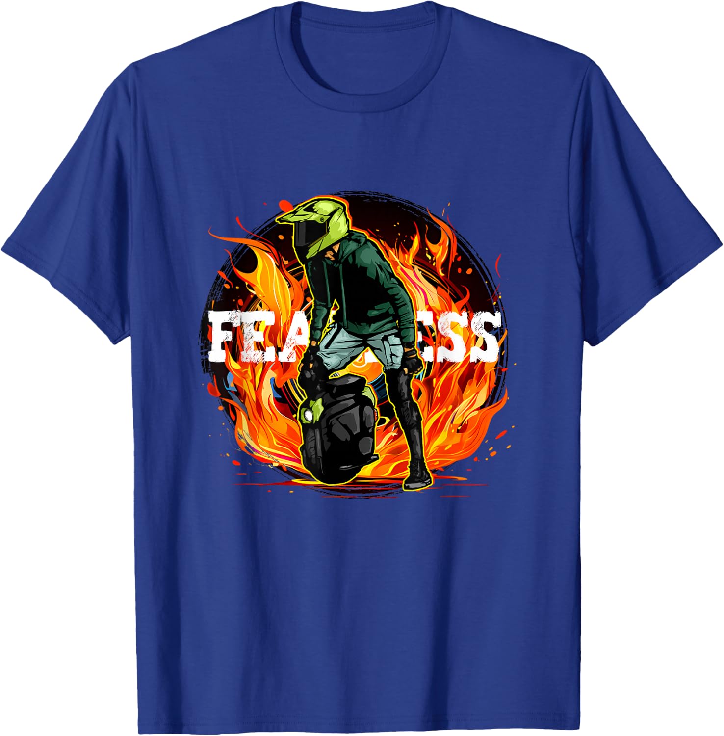 Fire and Flames electric Unicycle Stuntman T-Shirt - T-Shirt | Royal