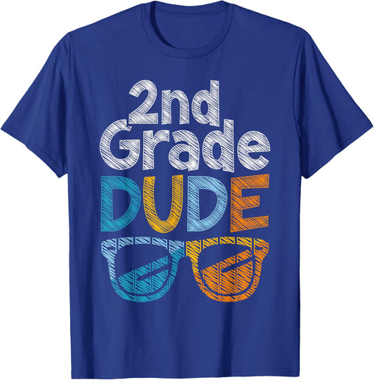 Fun 2nd Grade Dude Back to School Second Grade Students T-Shirt - T-Shirt | Royal