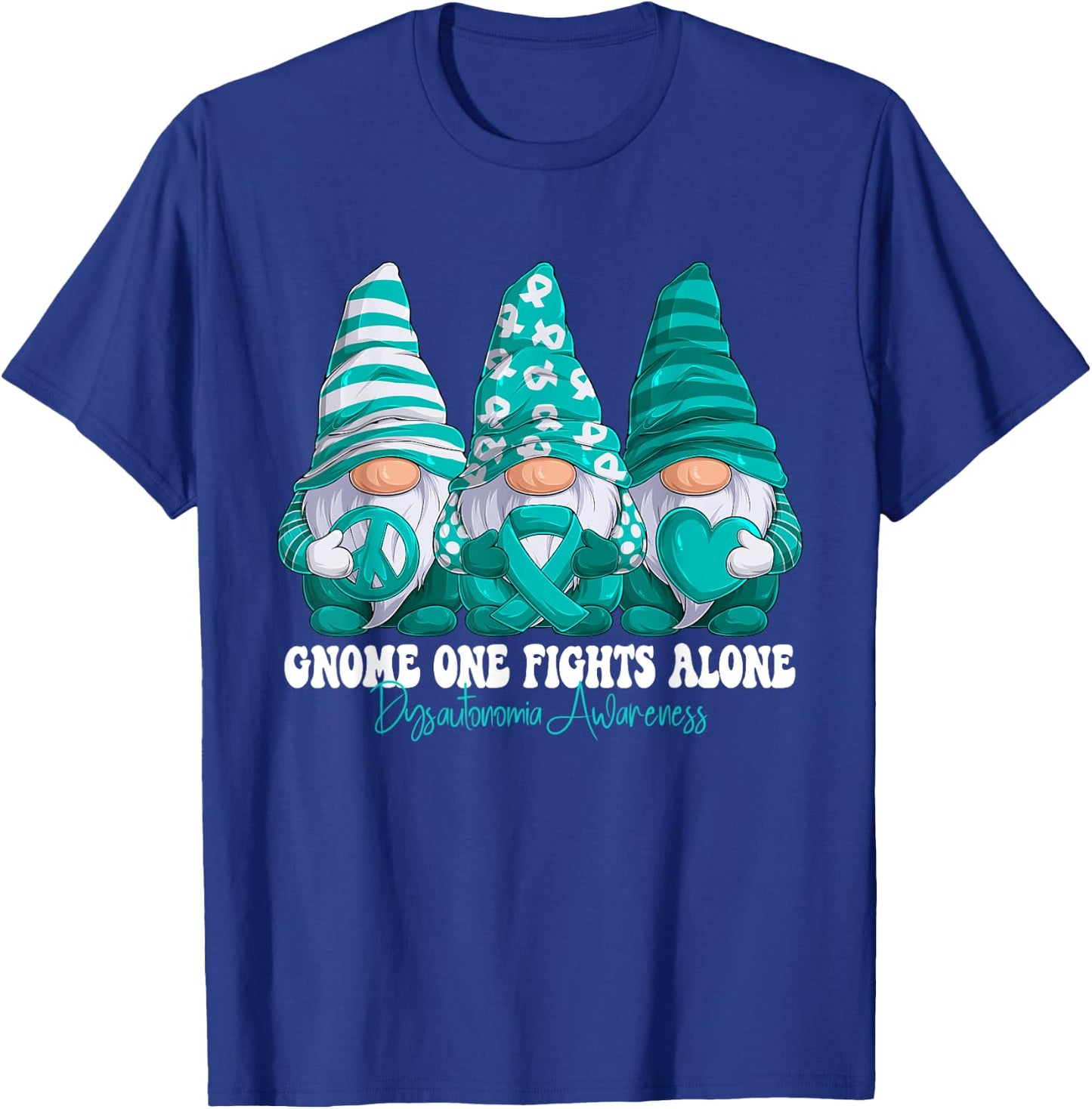 Dysautonomia Awareness Month Teal Ribbon Gnomies Support T-Shirt - T-Shirt | Royal