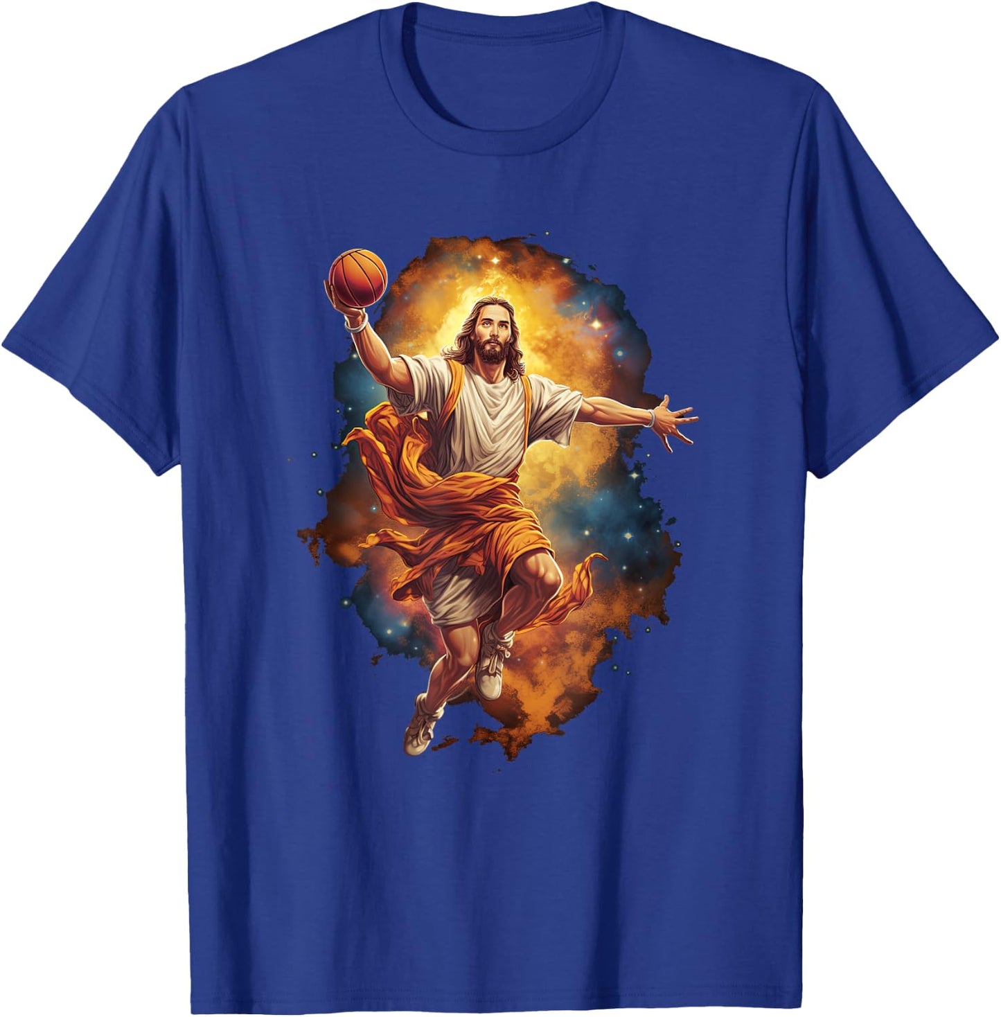 Funny Jesus Playing Basketball T-Shirt - T-Shirt | Royal