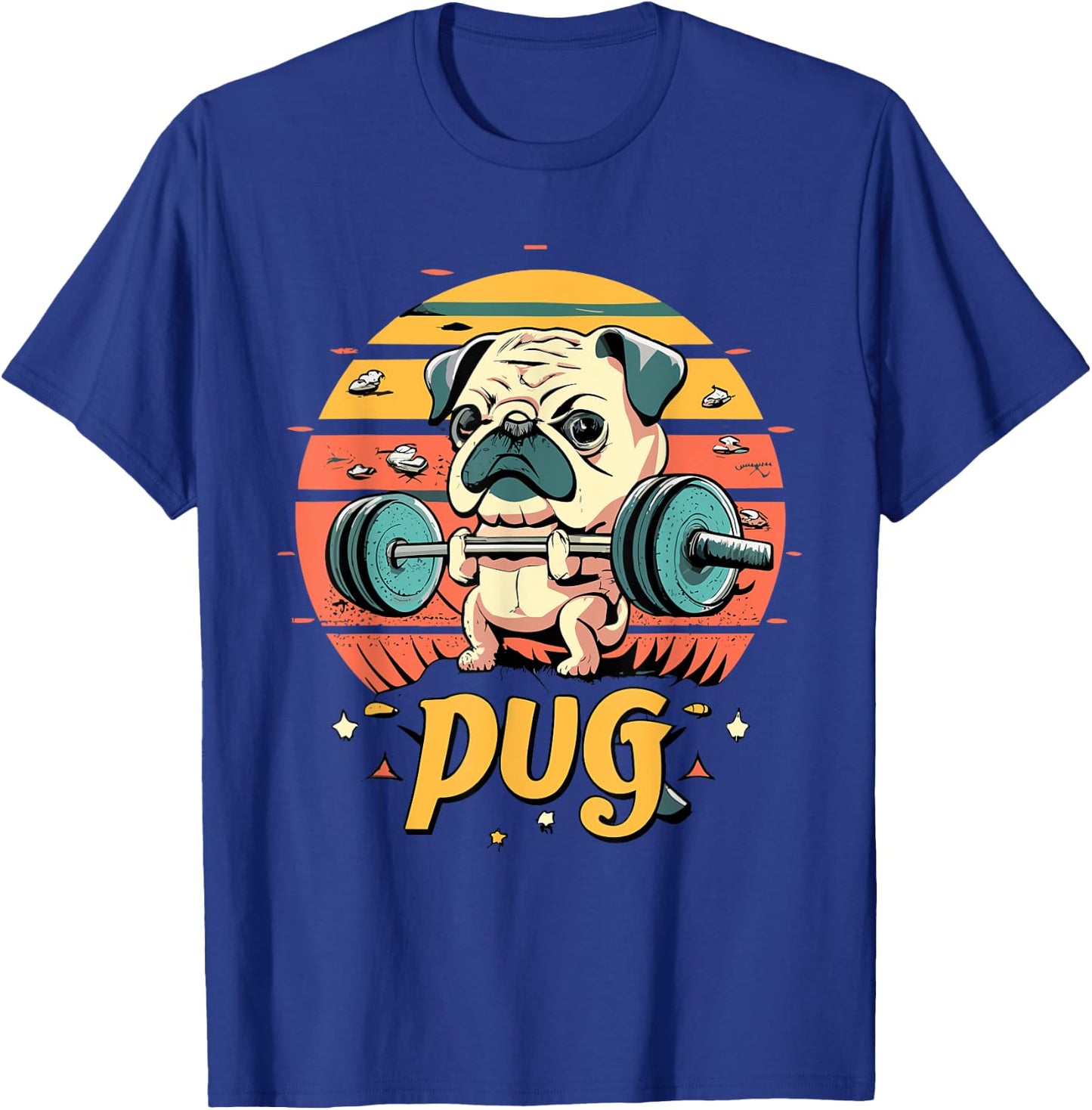 Pug Weightlifting Funny Deadlift Men Fitness Gym Workout T-Shirt - T-Shirt | Royal