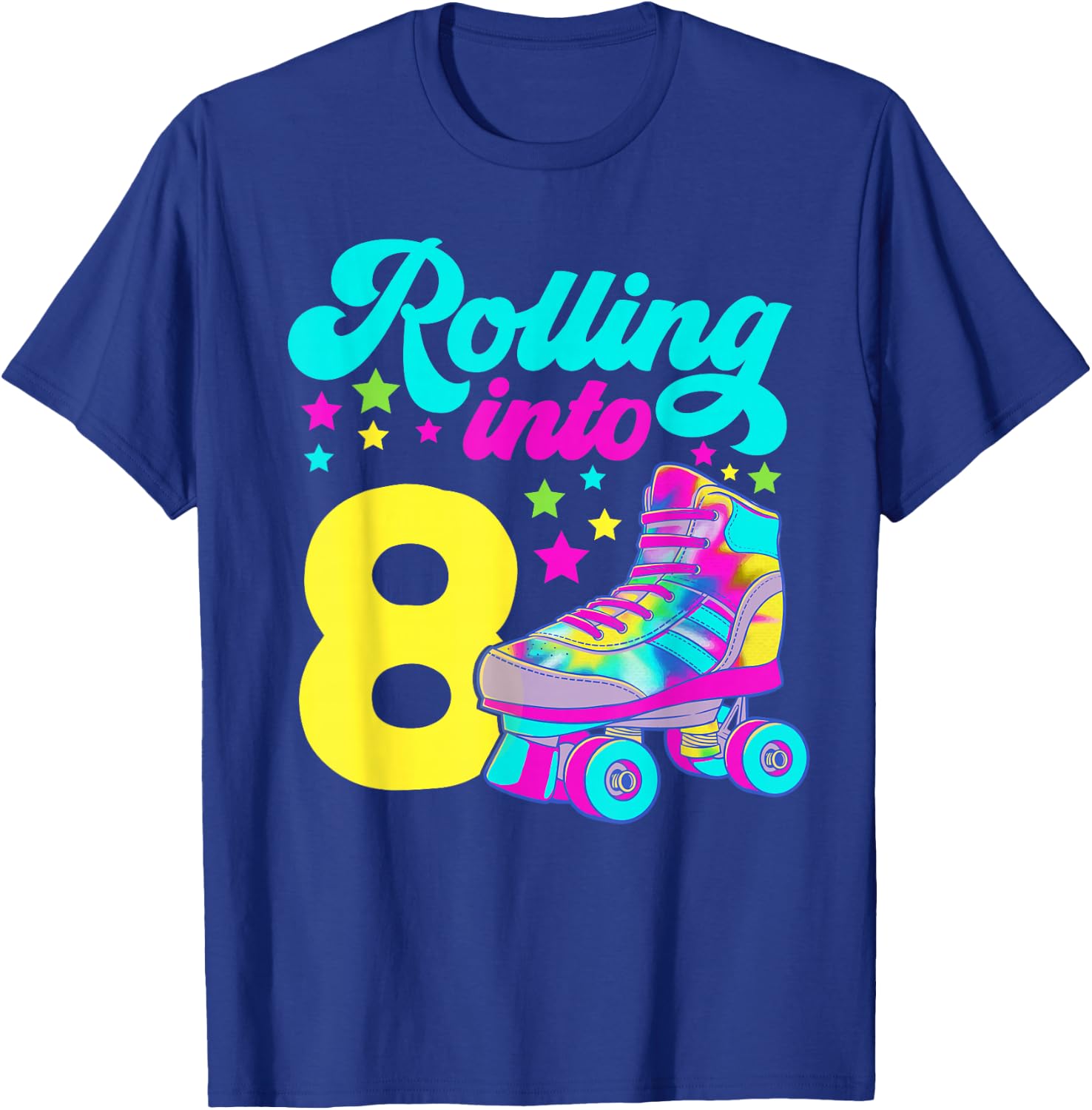 Rolling into 8 Girls 8th Birthday Roller Skates T-Shirt - T-Shirt | Royal