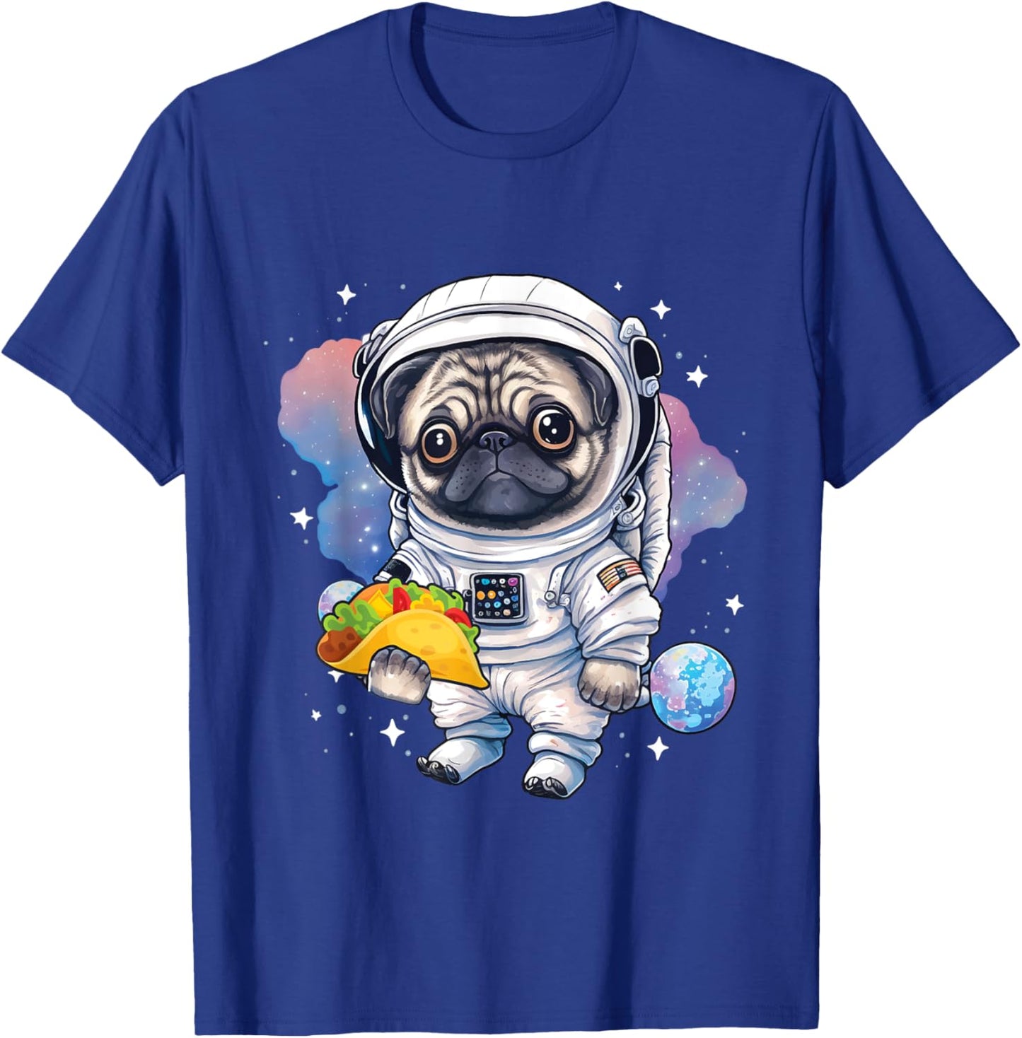 Astronaut Pug - Taco Lover Dog Owner Puppy Pet Trainer Women Girls Kids T-Shirt - T-Shirt | Royal