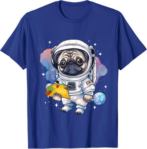 Astronaut Pug - Taco Lover Dog Owner Puppy Pet Trainer Women Girls Kids T-Shirt - T-Shirt | Royal
