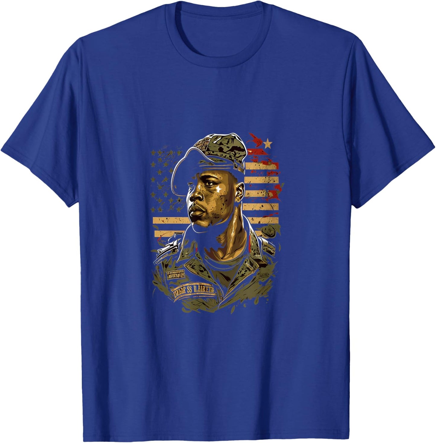 Memorial Day Veteran African American USA Flag 4th of July Men T-Shirt - T-Shirt | Royal