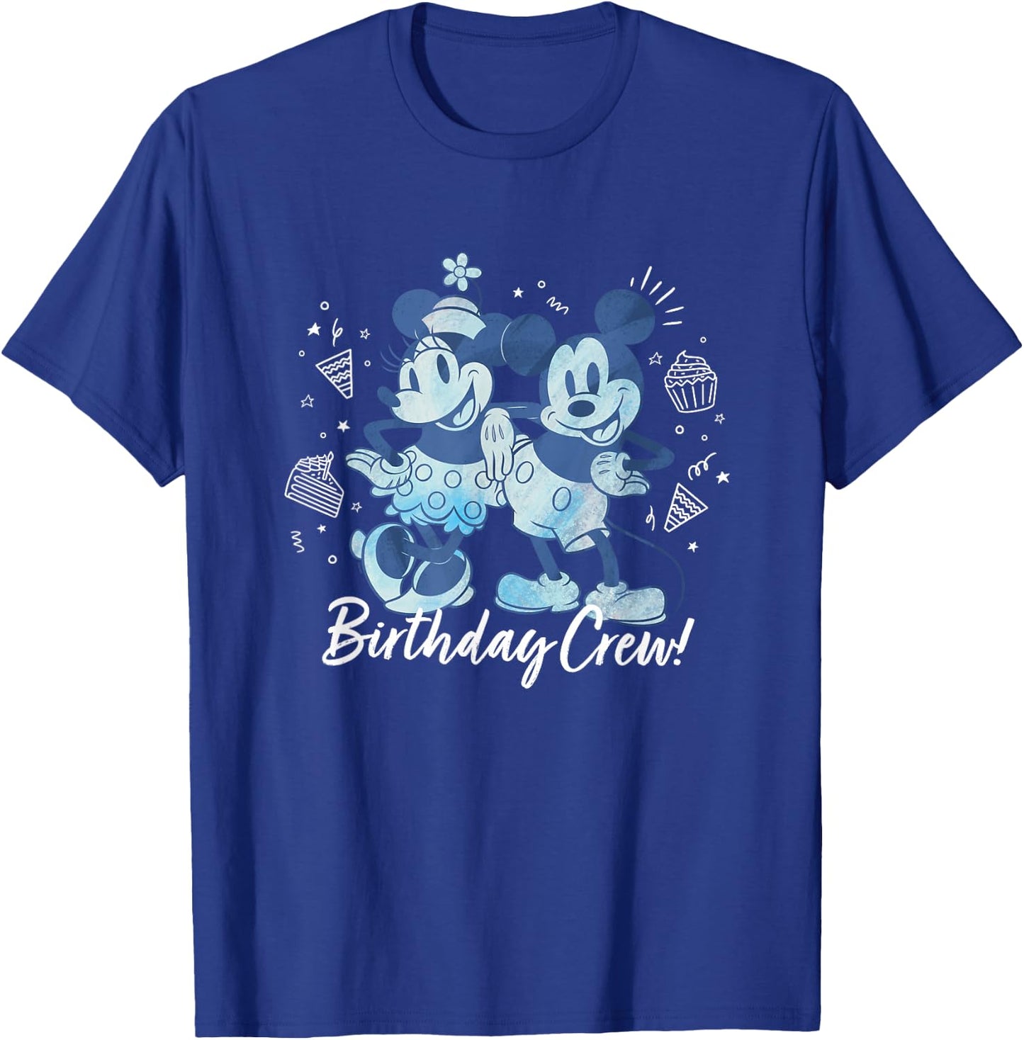 Disney Mickey Mouse and Minnie Mouse Birthday Crew Retro T-Shirt - T-Shirt | Royal